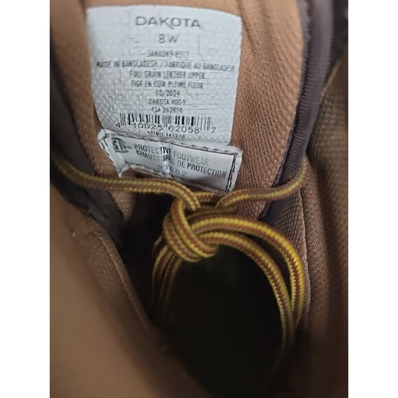 DAKOTA Men's 8517 Quad Comfort 8 Inch Steel Toe Composite Plate Work Boots 8W - Picture 4 of 7